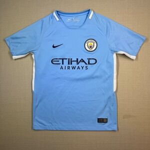 Nike Kids Manchester City Home 2017-18 Soccer Football Jersey Blue Size Medium